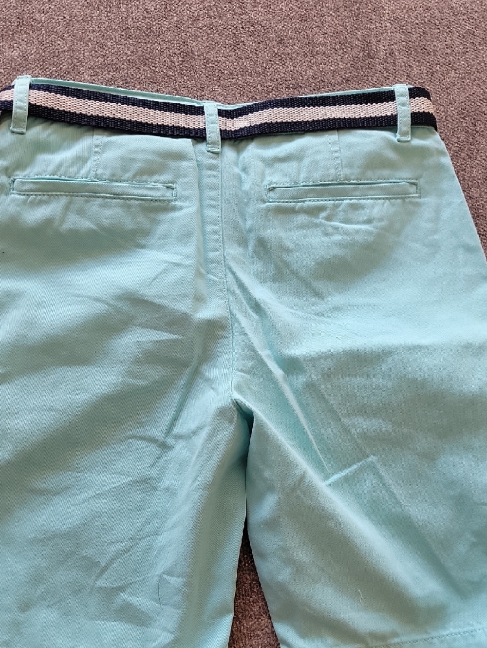 The Children's Place Mint Chino Shorts with Navy & Cream Stripe Belt - Picture 3 of 4